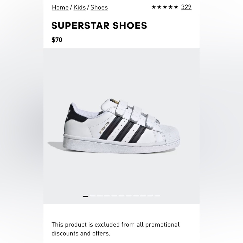 NWT Adidas Superstar Velcro Preschool 12K